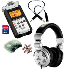 Zoom H4N On-Camera DSLR Audio Kit with Padded Audio Cable/Windscreen/Headphones