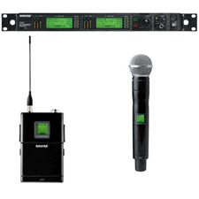 Shure Dual Channel UHF-R Wireless W/2 UR1 Bodypack Transmitters and 2 UR2/SM58