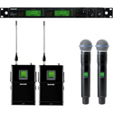 Shure Dual Channel UHF-R Wireless W/2 UR1 Bodypack Transmitters and 2 UR2/Beta58