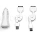 iPod Sync and Charge Cable Kit w/Cig Plug USB2.0 and Firewire Retractable Cables