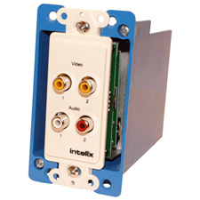 Intelix AVO-V2A2-WP-F Dual Composite Video Wallplate Balun RCA with Stereo Audio