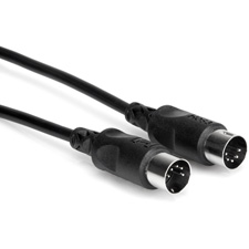 Black 5-Pin DIN Male to 5-Pin DIN Male Midi Cables
