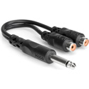 Y-SP-2PF 1/4 Inch Mono Plug Male to Dual 2 RCA Female Y-Cable 6 Inch