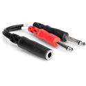 1/4 Inch TRS Stereo Female to Dual 1/4 Inch Male Y-Cable 6 Inches