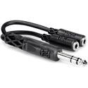 1/4 Inch Male TRS Stereo to Dual 3.5mm Female Stereo Y-Adapter 6 Inches