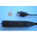 AVB PC-8FT-EXT3-NK Heavy Duty Flat Extension Cord with 3 Outlets - Black 8 Ft.
