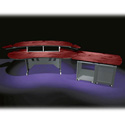 Middle Atlantic 84 Inch Desks with Overbridge Includes Two 4-Space Racks and Dual Bay 2x12-Space Outboard Rack