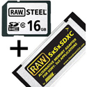 Hoodman SXSKIT16ST Raw Steel 16Gb SDHC Class 10 & SxSxSDXC Memory Adapter Kit