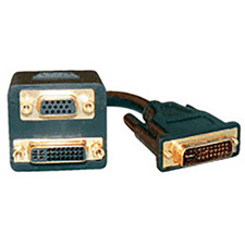TecNec DVI Male to DVI-I Female and VGA Female Adapter 1ft Cable