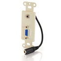 Decorative HD15 VGA + 3.5mm Wall Plate Insert - Ivory