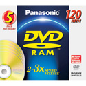 Panasonic 4.7GB Rewritable DVD-RAM Disc w/o Cartridge with Jewel Cases 5 Pack