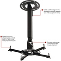 Paramount PPA LCD Wall/Ceiling Projector Mount w/Adj. Pole 12.75in-17.78in Black