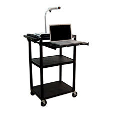 Luxor LP42LE-B Plastic AV Cart with Electric & Laptop Shelf 42Hx24W