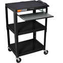 Luxor AVJ-42 Series 42 Inch Adjustable Height Mobile AV Tables with Keyboard & Mouse Shelf