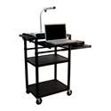 Luxor LP42LPE-B Plastic AV Cart w/Electric & Laptop Shelf & Side Shelf 42Hx24W