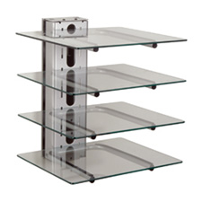 Peerless PM610GSG 4 Component Electonics Tower w/Glass Shelves SILVER