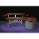 Middle Atlantic 84 Inch Desks with Overbridge Includes Two 4-Space Racks and Single Bay 12-Space Outboard Rack