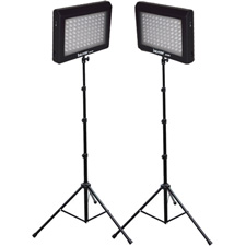 Bescor LED-95DK2 Dual 95 Watt 6500K Daylight Balanced Dimmable LED Video Light Fixtures & Stands
