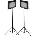 Bescor LED-95DK2 Dual 95 Watt 6500K Daylight Balanced Dimmable LED Video Light Fixtures & Stands
