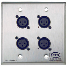 ETS PA202FWP InstaSnake Wall Plate- Send 4 FXLR to 110 Punch Down
