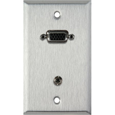 1 Gang Wall Plates with 1 15HDF VGA Female Barrel & 1 Stereo Mini Jack Solder Connector.