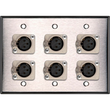 3-Gang Wall Plates with 6 Neutrik NC3fD-L-1 XLR Connectors
