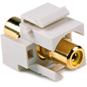 RCA Female To Female Keystone Module with Yellow Stripe -Off White
