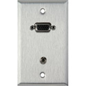 1-Gang Wall Plates with One -HD15 Pin VGA Female Barrel & One 3.5 Stereo Mini Female Barrel.