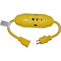 18in In-Line Single Outlet GFCI Cord Set Adapter - 125V 15A 12/3 SJTW Cord