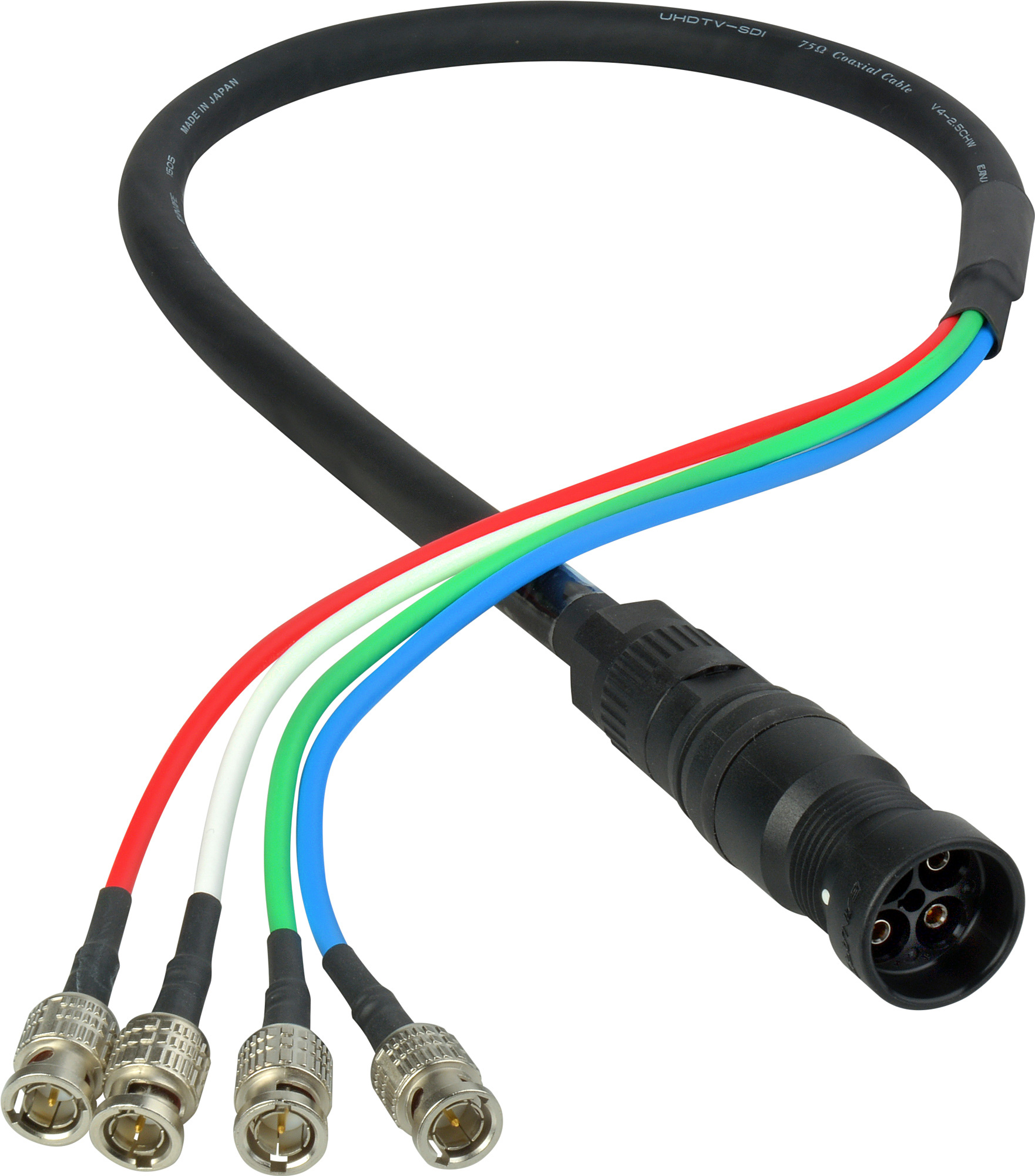 Laird 4K UHD Canare 3G HDSDI Coax MDFBNC 4 Channel Din Female to BNC