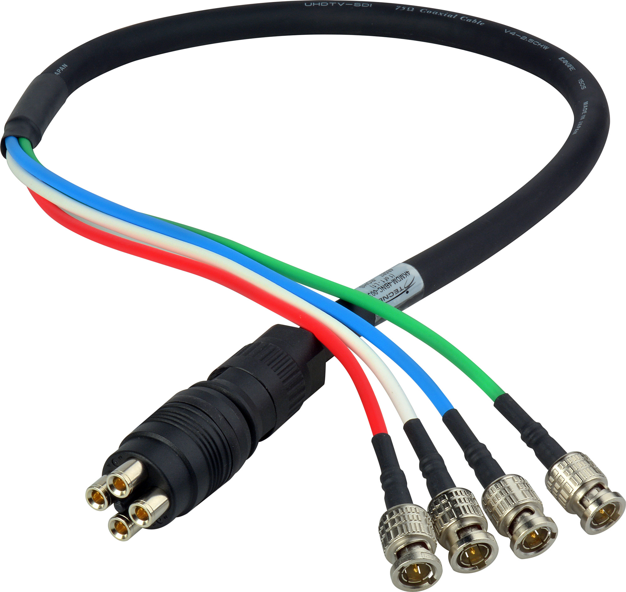 Laird 4K UHD Canare 3G HDSDI Coax MDMBNC 4 Channel Din Male to BNC