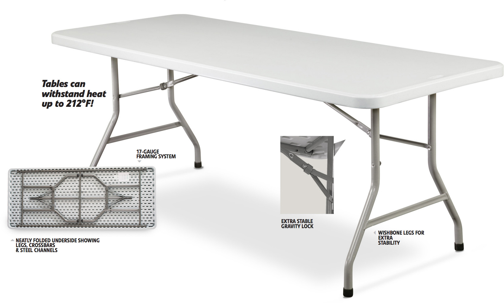 BT3060 Plastic Blow Molded Grey Rectangle Folding Table 30inx60in