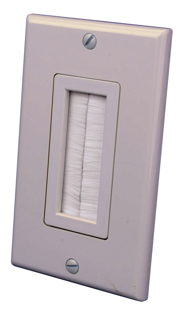 Vanco 120815X 1Gang Decor Style Brush Bulk Cable Wall Plate Almond