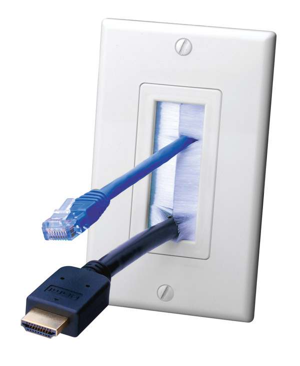 Vanco 120817X 1Gang Decor Style Brush Bulk Cable Wall Plate White