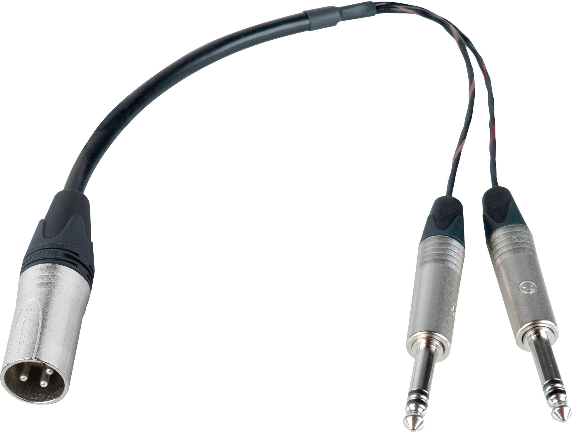 XLR Male to Dual 1/4 TRS Male YCable 12 Inch