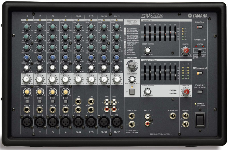 Yamaha EMX512SC 8 Input Powered Mixer with Dual 500 Watt Amp