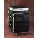 GRC-10X11 PUP - Powered Polyethylene Pop-up Console Rack with 10-Space Top over 11-Space Bottom with Locking Caster Board
