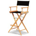 Tall Directors Chair  Natural Frame  Black Canvas
