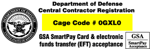 DOD Cage Code #0GXL0 GSA SmartPay Card & EFT Acceptance