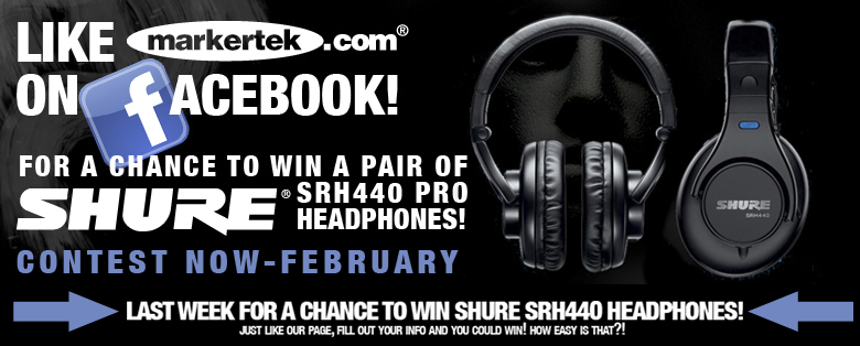 Like Markertek for a chance to win a pair of Shure SRH440 Pro Headphones!