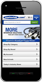Markertek Mobile Website on Smart Phone