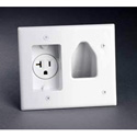 Datacomm 45-0020-WH Recessed Low Voltage Cable Plate w/ 20 Amp Rec. Power; White