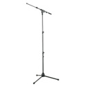 K&M 25200-577-55 Three Piece Telescoping Shaft Mic Stand with Boom Arm- Black