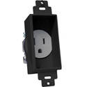 Single Gang Decor Recessed AC Receptacle Black