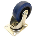 Penn-Elcom W8990 4 Inch Swivel Bearing Caster w/Blue Rubber Wheel Zinc