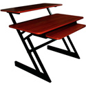 QuikLok AMS-Z-250 BKCY Triple Shelf Workstation with Cherry Wood Tops and Shelf