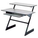 QuikLok AMS-Z-250 BKGR Triple Shelf Workstation with Gray Wood Tops and Shelf