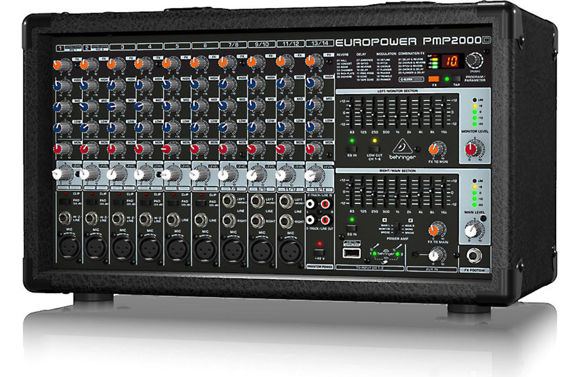 Behringer EuroPower PMP2000D 800Watt 14Ch Powered Mixer with MultiFX
