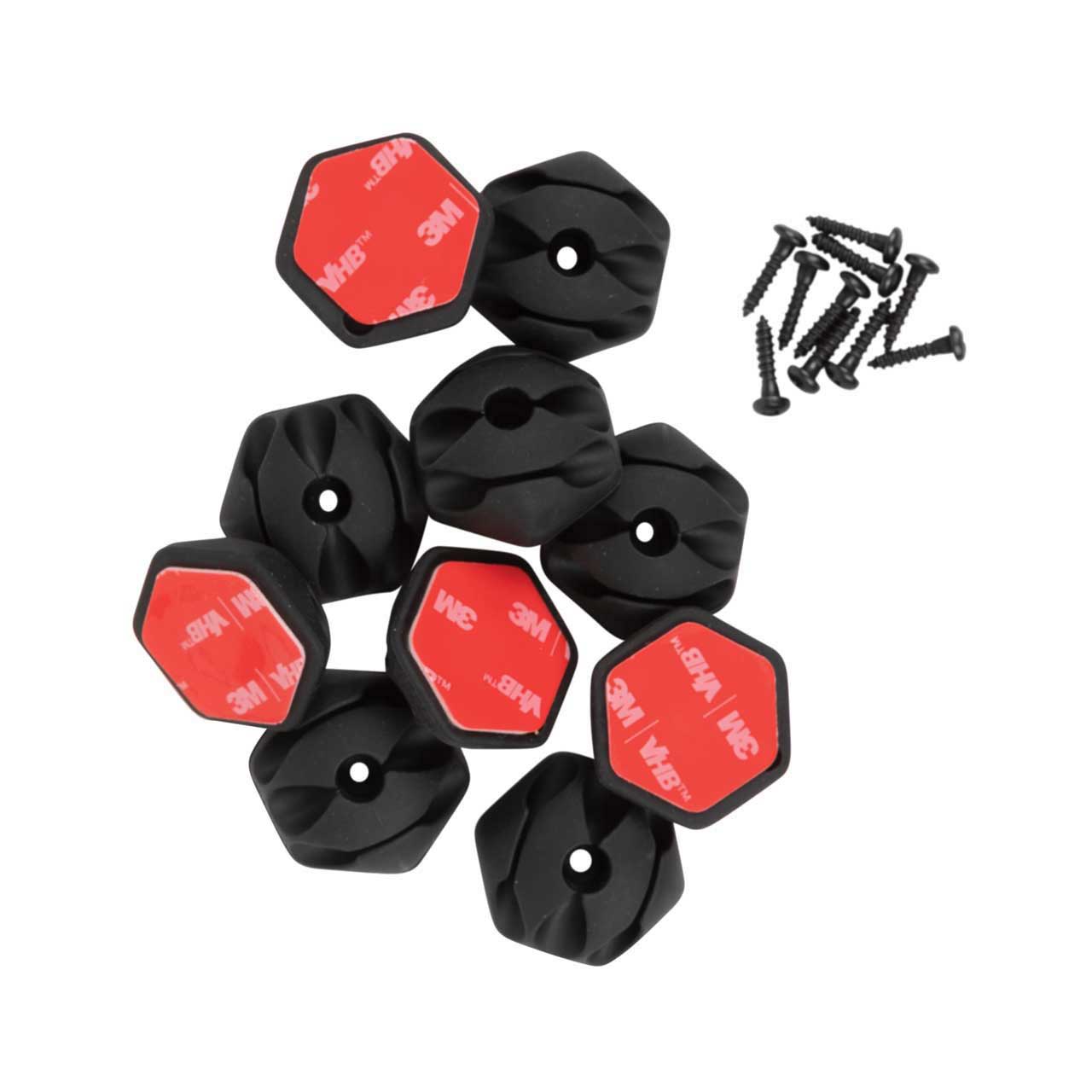 Klein Tools 450-410 Self-Adhesive Cable Mounting Clips - 3-Slot - 10-Pack 450-410