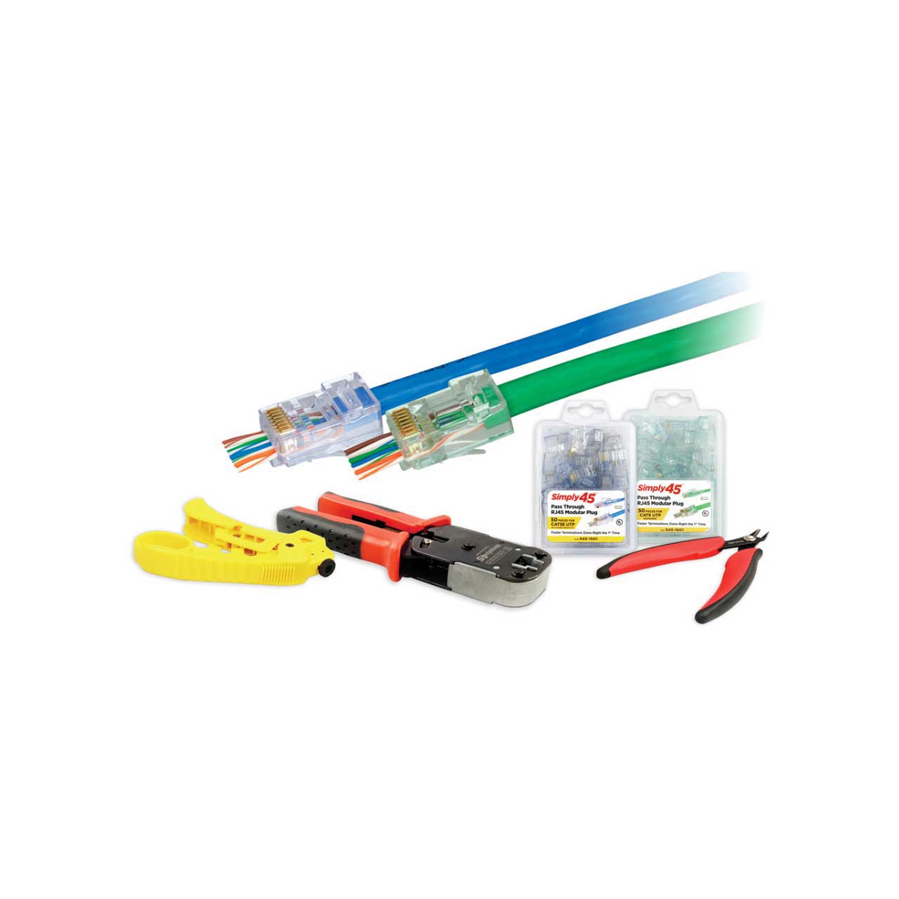 Simply45 PTK56U Pass Through Series Cat5e/6 UTP Starter Termination Kit - Boxed PTK56U